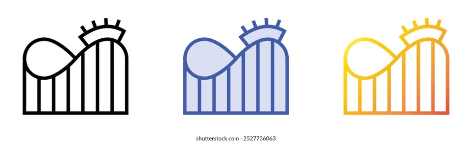 roller coaster icon. Linear, Blue Fill and Gradient Style Design Isolated On White Background