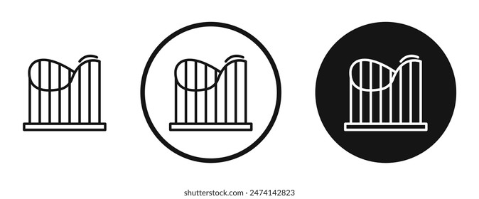 Roller coaster icon set. Amusement park and entertainment vector symbol of a thrill ride.