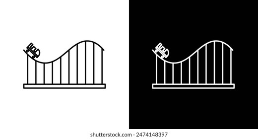 Roller coaster icon set. Amusement park and funfair vector symbol.