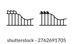 Roller coaster icon set. outlined and solid flat clipart versions.