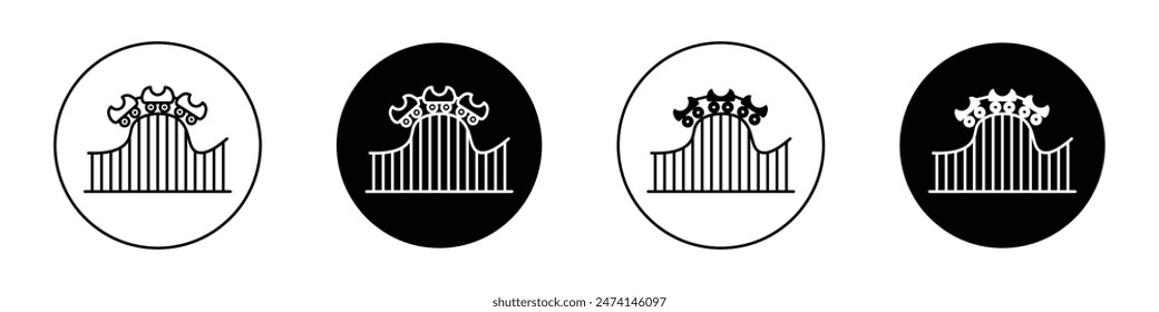 Roller coaster icon set. Vector symbol of a roller coaster for amusement park attractions.