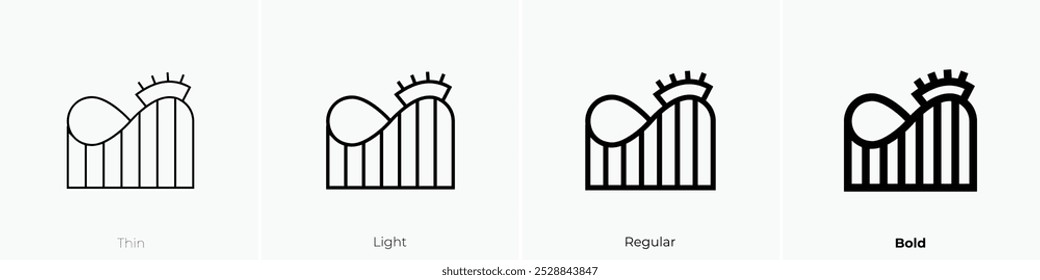 roller coaster icon. Thin, Light Regular And Bold style design isolated on white background