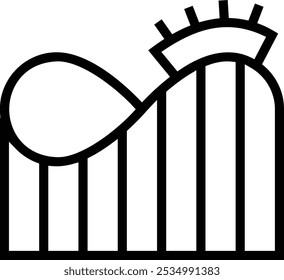 ícone da montanha russa. Design de estilo linear fino isolado em fundo branco
