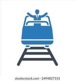 Roller coaster icon. Roller coaster track icon