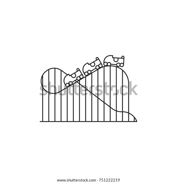 Roller coaster icon vector linear design isolated\
on white background. Park logo template, element for amusement\
park, line icon object