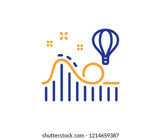 Roller coaster line icon. Amusement park sign. Carousels symbol. Colorful outline concept. Blue and orange thin line color icon. Roller coaster Vector