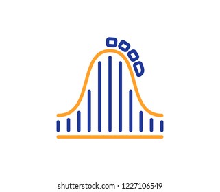 Roller coaster line icon. Amusement park sign. Carousels symbol. Colorful outline concept. Blue and orange thin line color icon. Roller coaster Vector