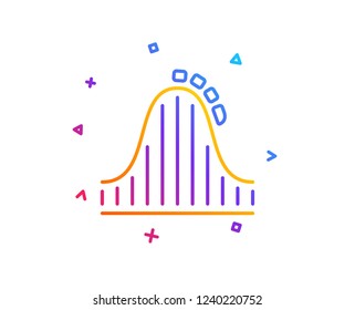Roller coaster line icon. Amusement park sign. Carousels symbol. Gradient line button. Roller coaster icon design. Colorful geometric shapes. Vector