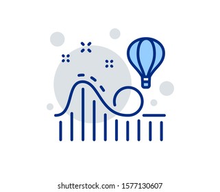 Roller coaster line icon. Amusement park sign. Carousels symbol. Linear design sign. Colorful roller coaster icon. Vector
