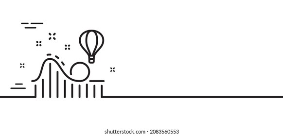 Roller Coaster Line Icon. Amusement Park Sign. Carousels Symbol. Minimal Line Illustration Background. Roller Coaster Line Icon Pattern Banner. White Web Template Concept. Vector