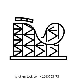 Icono de la línea de la montaña rusa, signo de concepto, ilustración del vector de contorno, símbolo lineal.