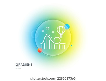 Roller coaster line icon. Gradient blur button with glassmorphism. Amusement park sign. Carousels symbol. Transparent glass design. Roller coaster line icon. Vector
