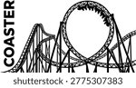 Roller coaster loop silhouette a thrilling amusement park ride vector for entertainment marketing and web design elements on transparent