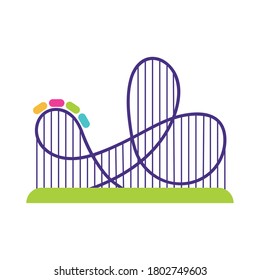 roller coaster mechanical fairground attraction flat style vector illustration design