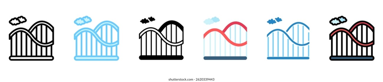 Roller Coaster multi style, mini illustration icon. use for modern concept, print, UI, UX kit, web and app development. Vector EPS 10, related to entertainment, festival, funfair and hobbies