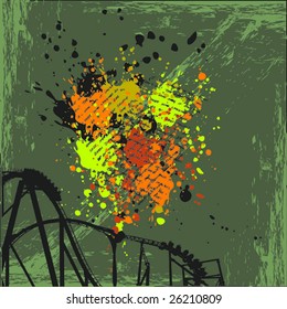 Roller Coaster On Grunge Vector