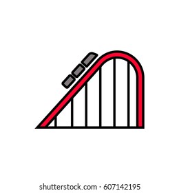 Roller coaster outline icon. Amusement park. 
