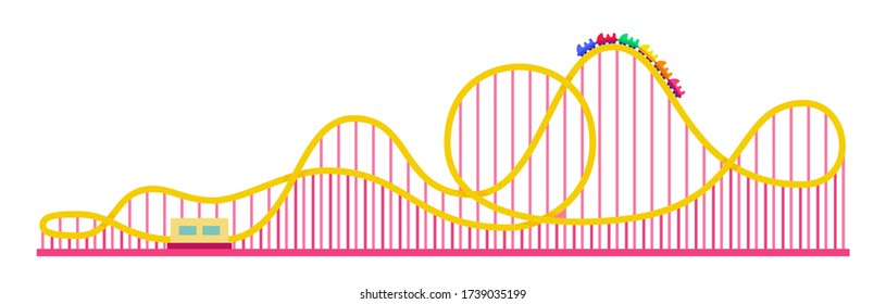 Roller coaster ride in an amusement park icon flat isolated