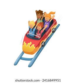 Roller Coaster Ride Cartoon Illustration Vector