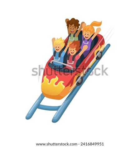 Roller Coaster Ride Cartoon Illustration Vector
