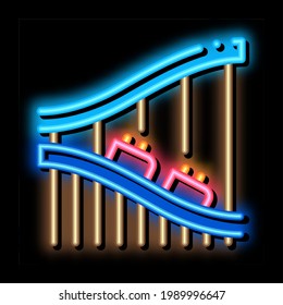 roller coaster ride neon light sign vector. Glowing bright icon roller coaster ride sign. transparent symbol illustration