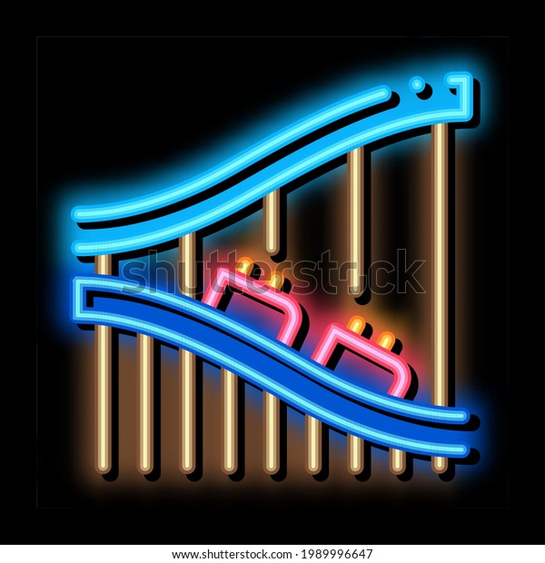 roller\
coaster ride neon light sign vector. Glowing bright icon roller\
coaster ride sign. transparent symbol\
illustration