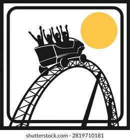 Roller coaster theme park amusement ride silhouette vector illustration, roller-coaster, theme-park, amusement, ride, coaster, silhouette, fun, park, icon, symbol