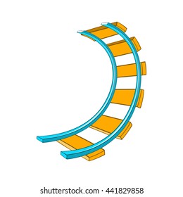 Roller coaster track icon in cartoon style on a white background