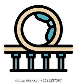 Roller coaster track icon. Outline roller coaster track vector icon color flat isolated