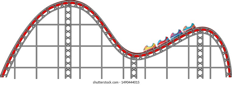 Roller coaster track on white background illustration