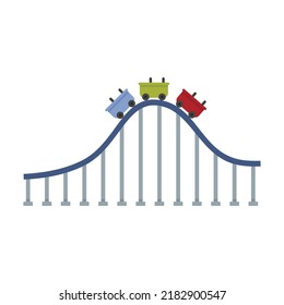 Roller coaster train icon. Flat illustration of roller coaster train vector icon isolated on white background