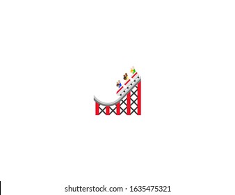 Roller coaster vector flat icon. Isolated amusement park, carousel attraction, roller coaster emoji illustration 