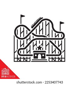 Roller coaster vector glyph icon,. Amusement park ride symbol.