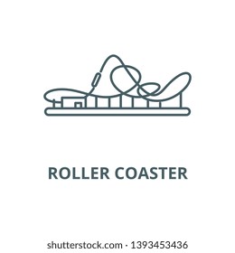 Roller coaster vector line icon, linear concept, outline sign, symbol