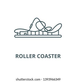 Roller coaster vector line icon, linear concept, outline sign, symbol