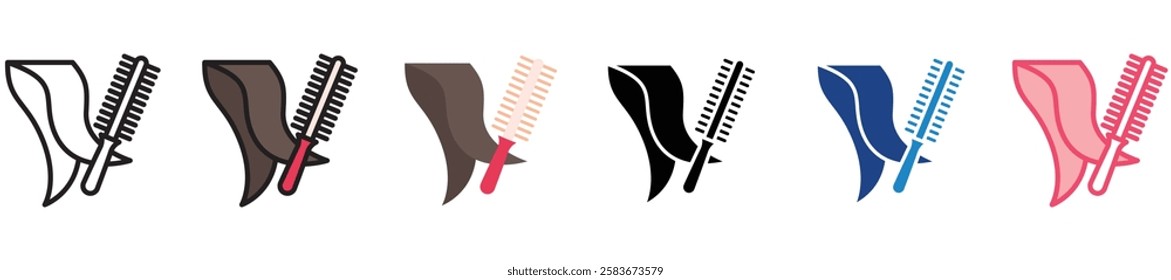 Roller Comb multi-style color icon, mini or small illustration, use for UI, UX, app and web development, digital or print. for health, beauty, personal care, body treatment.