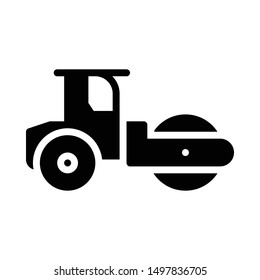 Roller compactor icon in glyph style