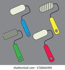 roller construction tool set for painting. flat design