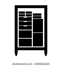 Roller container with a load of packages silhouette icon. Vector.
