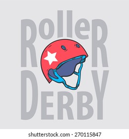 Roller derby helmet typography, t-shirt graphics, vectors