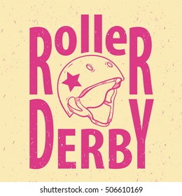 Roller derby helmet typography, t-shirt graphics, vectors