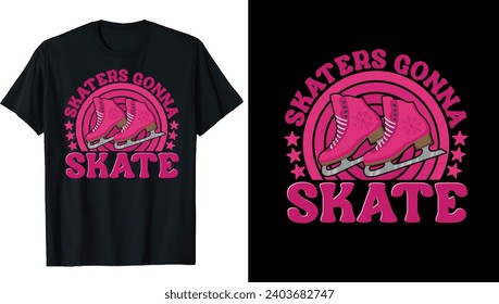 Roller derby Ice Skating T-shirt Design, Ice winter sports skates T-shirt design