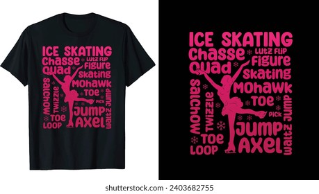 Roller derby Ice Skating T-shirt Design, Ice winter sports skates T-shirt design