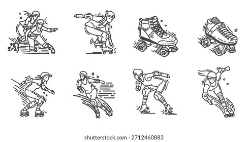 Ilustración vectorial de icono de Roller Derby