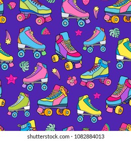 Roller derby skates seamless pattern. Lovely vector illustration, background design, good for textile, wrapping paper, packaging.