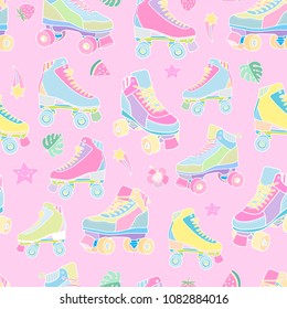 Roller derby skates seamless pattern. Lovely vector illustration, background design, good for textile, wrapping paper, packaging.