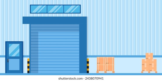 Roller door or roller shutter. Elements of architecture , factory door background