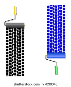 The roller draws paint from the wheel of the machine . Vector. Rasterized version also available in portfolio.