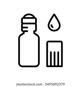 Esencia de rodillos, suero o aceite esencial con bolas de rodillos. Icono de línea simple. Concepto de aromaterapia. Símbolo de contorno. Ilustración vectorial para salón de belleza.