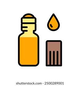 Esencia de rodillos, suero o aceite esencial con bolas de rodillos. Icono de color simple. Concepto de aromaterapia. Ilustración vectorial para salón de belleza.